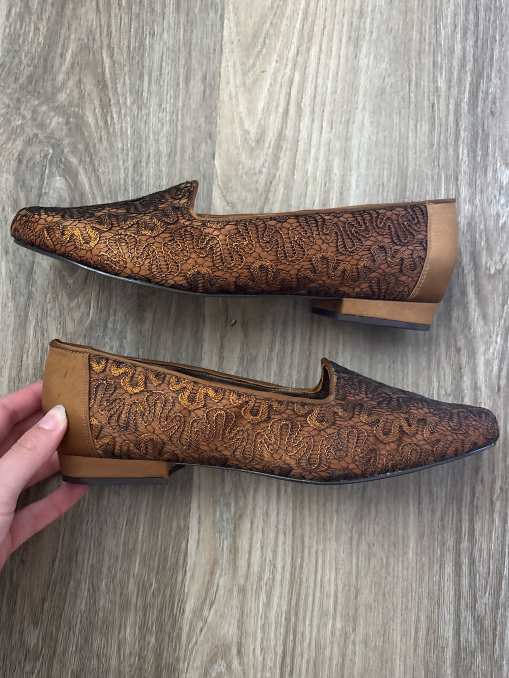 Trotters Metallic Bronze Lace Slip-On Loafers Flats Size 9